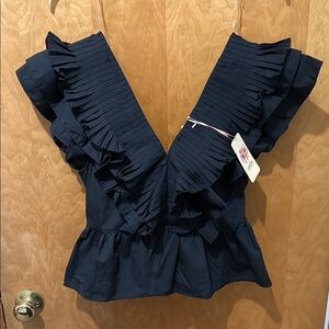 Elegant black Ruffle Top